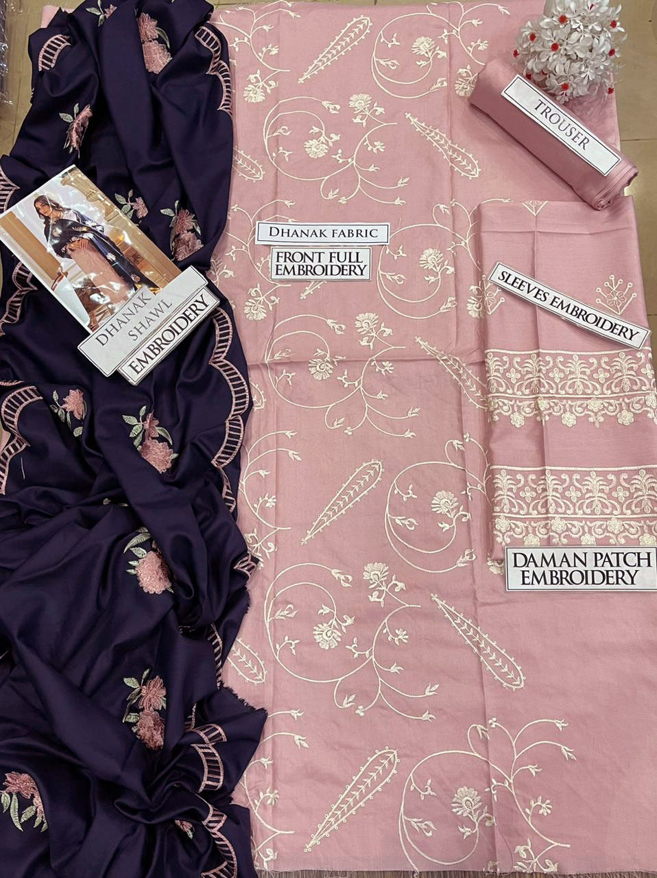 DFW-1221 Agha Noor Embroidery 3PC Dhanak Suit
