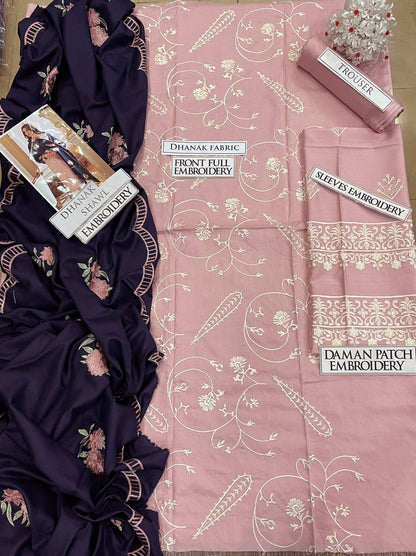 DFW-1221 Agha Noor Embroidery 3PC Dhanak Suit