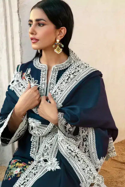 DFW-983 Crimson Heavy Embroidery 3PC Dhanak Suit