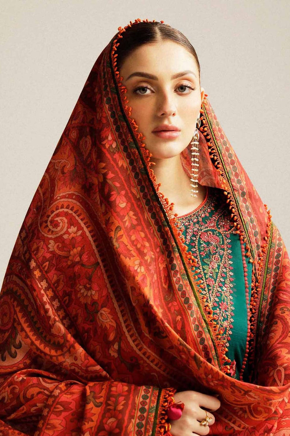 DFW-1100 Hussain Rehar Heavy Embroidery 3PC Dhanak Suit