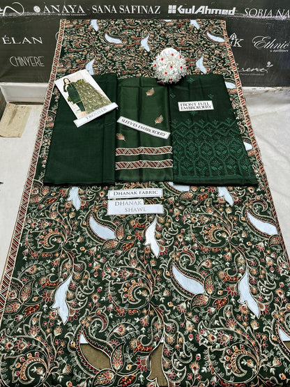 DFW-1015 Bareeze Heavy Embroidery 3PC Dhanak Suit