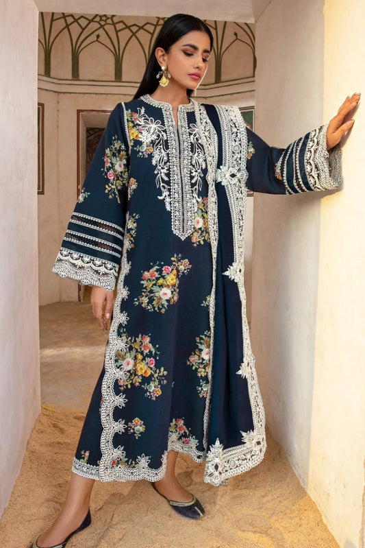 DFW-983 Crimson Heavy Embroidery 3PC Dhanak Suit
