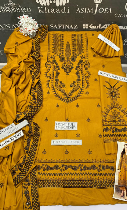 DFW-999 Nakoosh Heavy Embroidery 3PC Dhanak Suit