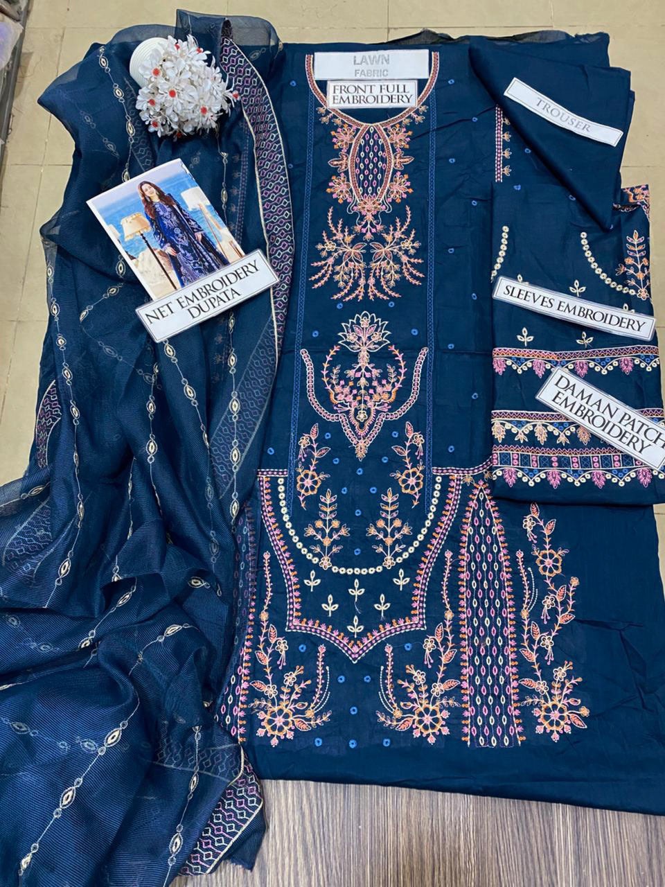 DFW-1289 Qalamkar Heavy Embroidery 3PC Lawn Suit