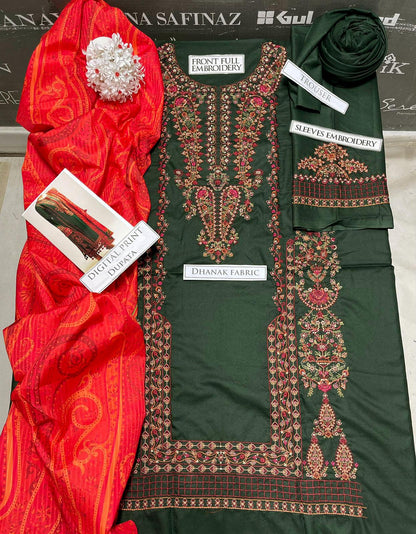 DFW-1100 Hussain Rehar Heavy Embroidery 3PC Dhanak Suit