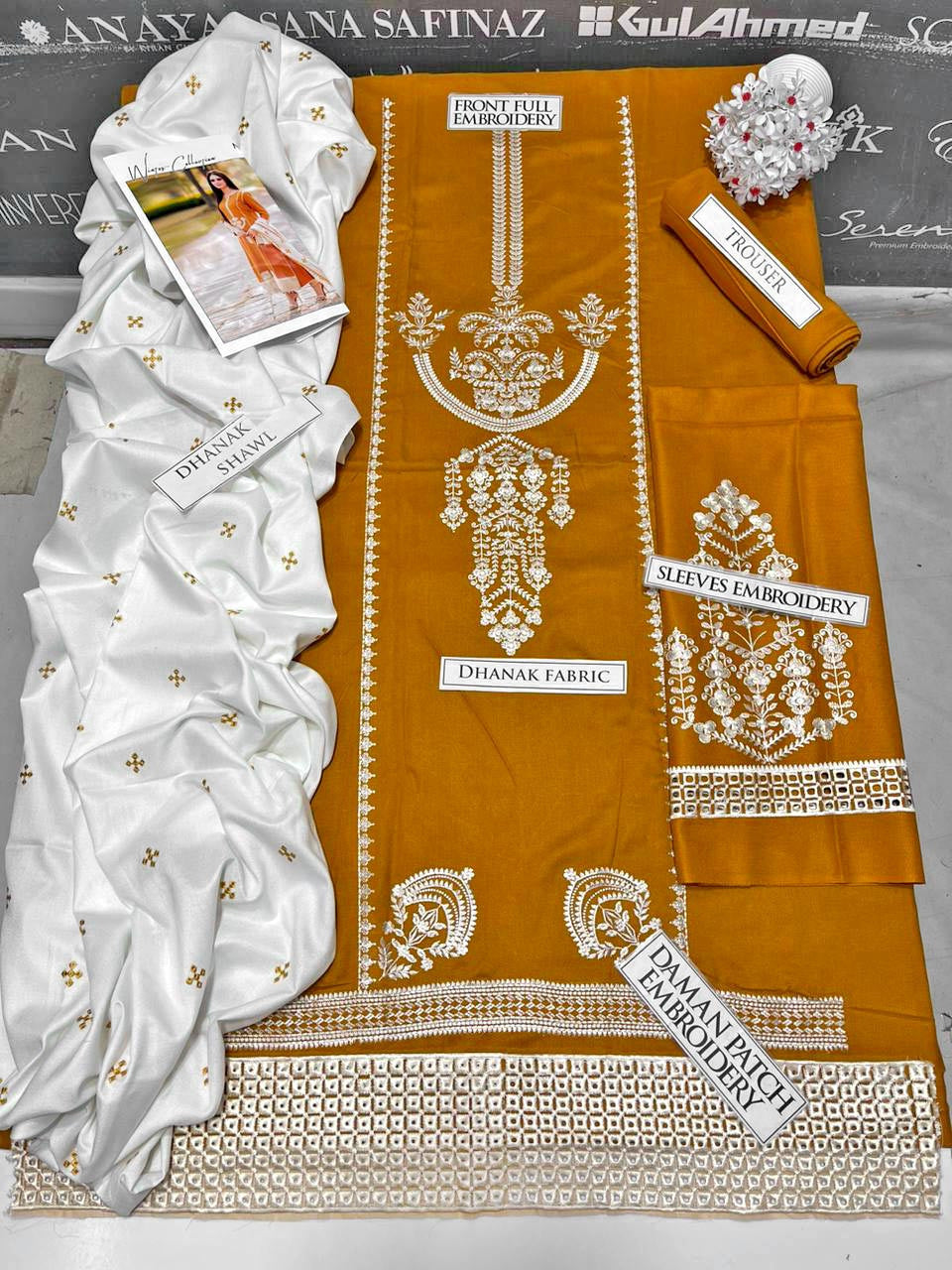 DFW-1045 Maria B Embroidery 3PC Dhanak Suit