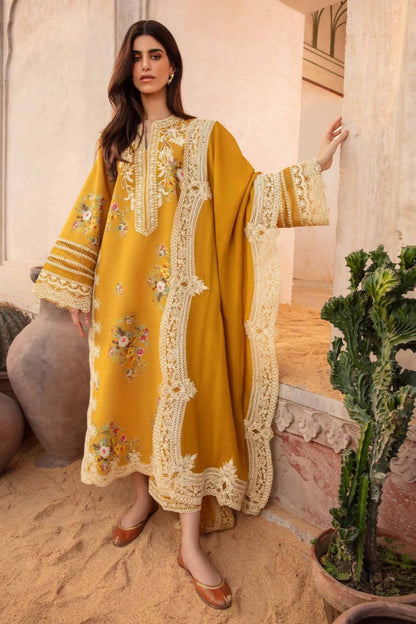 DFW-984 Crimson Heavy Embroidery 3PC Dhanak Suit