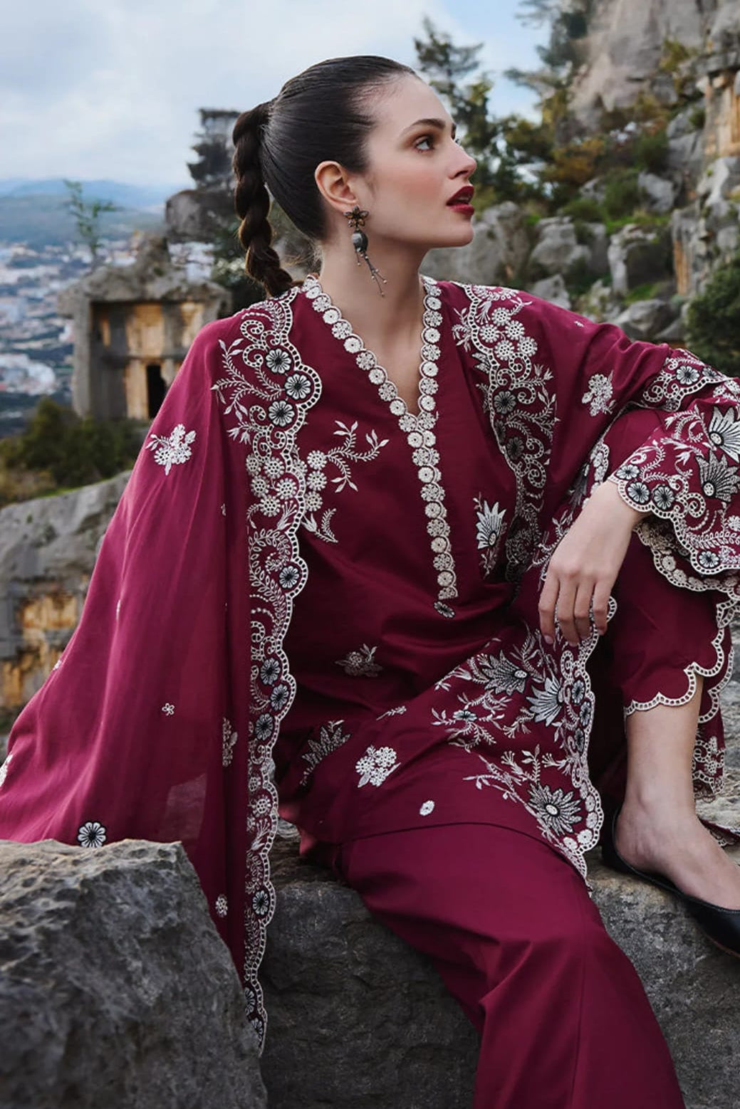 DFW-1263 Sapphire Heavy Embroidery 3PC Dhanak Suit