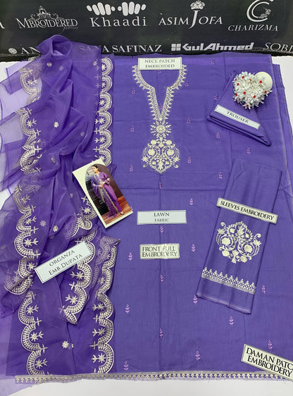 DFW-630 Kokum Heavy Embroidery 3Pc Lawn Suit