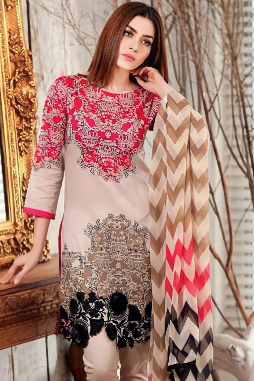 DFW-934 BareezeEmbroidery 3PC Linen Suit
