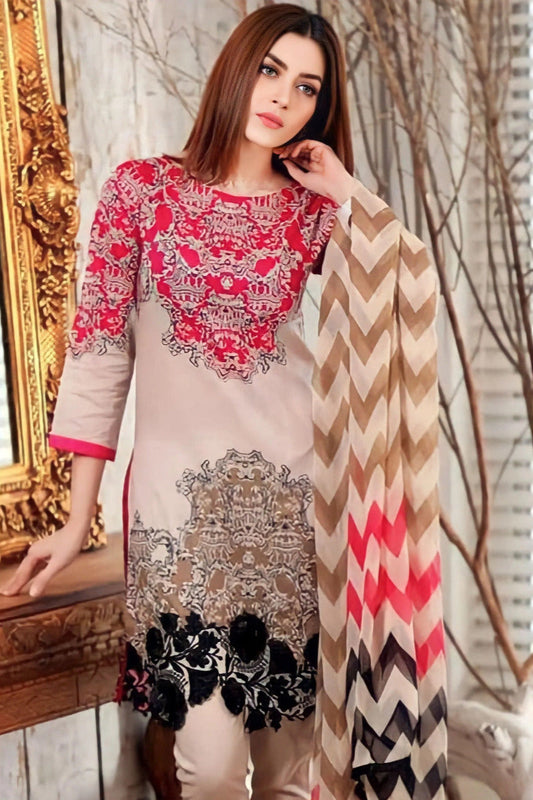 DFW-934 BareezeEmbroidery 3PC Linen Suit