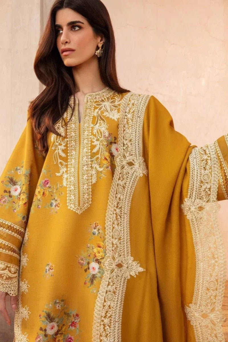 DFW-984 Crimson Heavy Embroidery 3PC Dhanak Suit