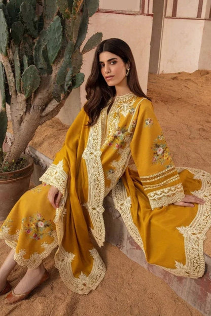 DFW-984 Crimson Heavy Embroidery 3PC Dhanak Suit