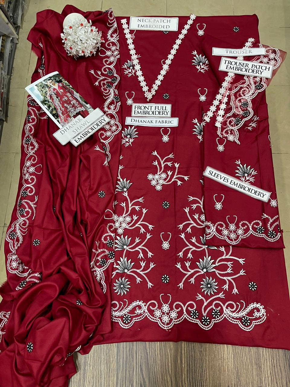 DFW-1263 Sapphire Heavy Embroidery 3PC Dhanak Suit