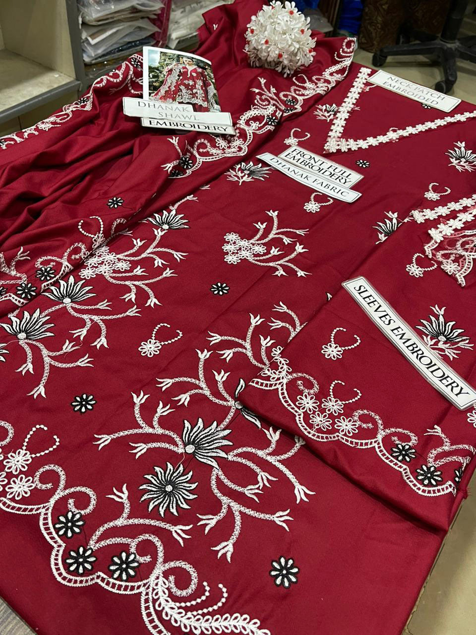 DFW-1263 Sapphire Heavy Embroidery 3PC Dhanak Suit