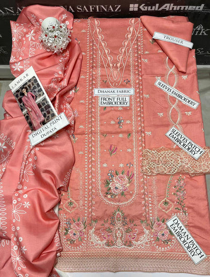 DFW-1195 Qalamkar Heavy Embroidery 3PC Dhanak Suit