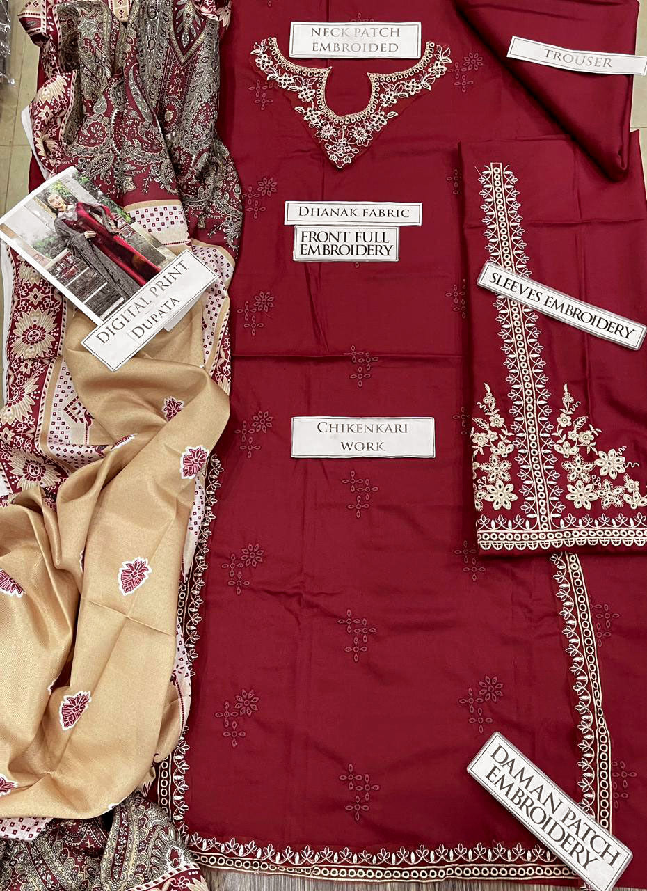 DFW-1220 Izel Embroidery 3PC Dhanak Suit