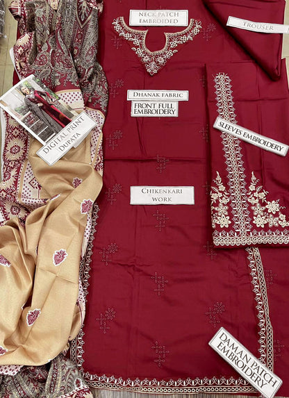 DFW-1220 Izel Embroidery 3PC Dhanak Suit