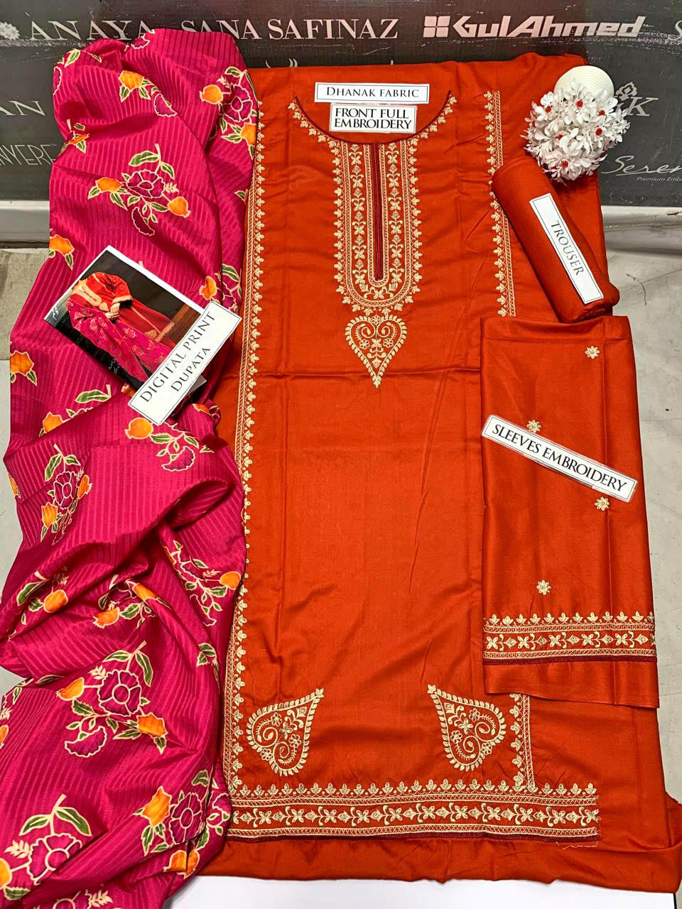 DFW-1062 Zara Shah Jahan Embroidery 3PC Dhanak Suit