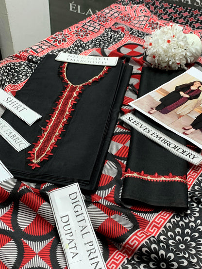 DFW-1255 A Sling Embroidery 3PC Dhanak Suit