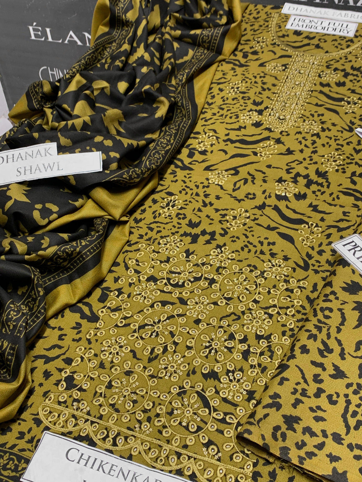 DFW-953 BJ Textile Heavy Embroidery 3PC Dhanak Suit