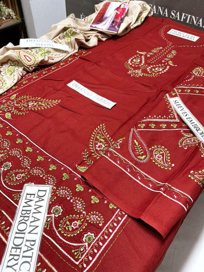 DFW-985 Noor Heavy Embroidery 3PC Dhanak Suit