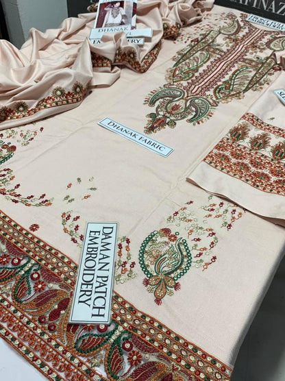 DFW-1171 Mahnur Embroidery 3PC Dhanak Suit
