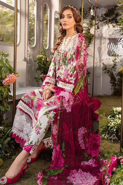 DFW-157 Maria B Heavy Embroidered 3Pc Lawn Dress