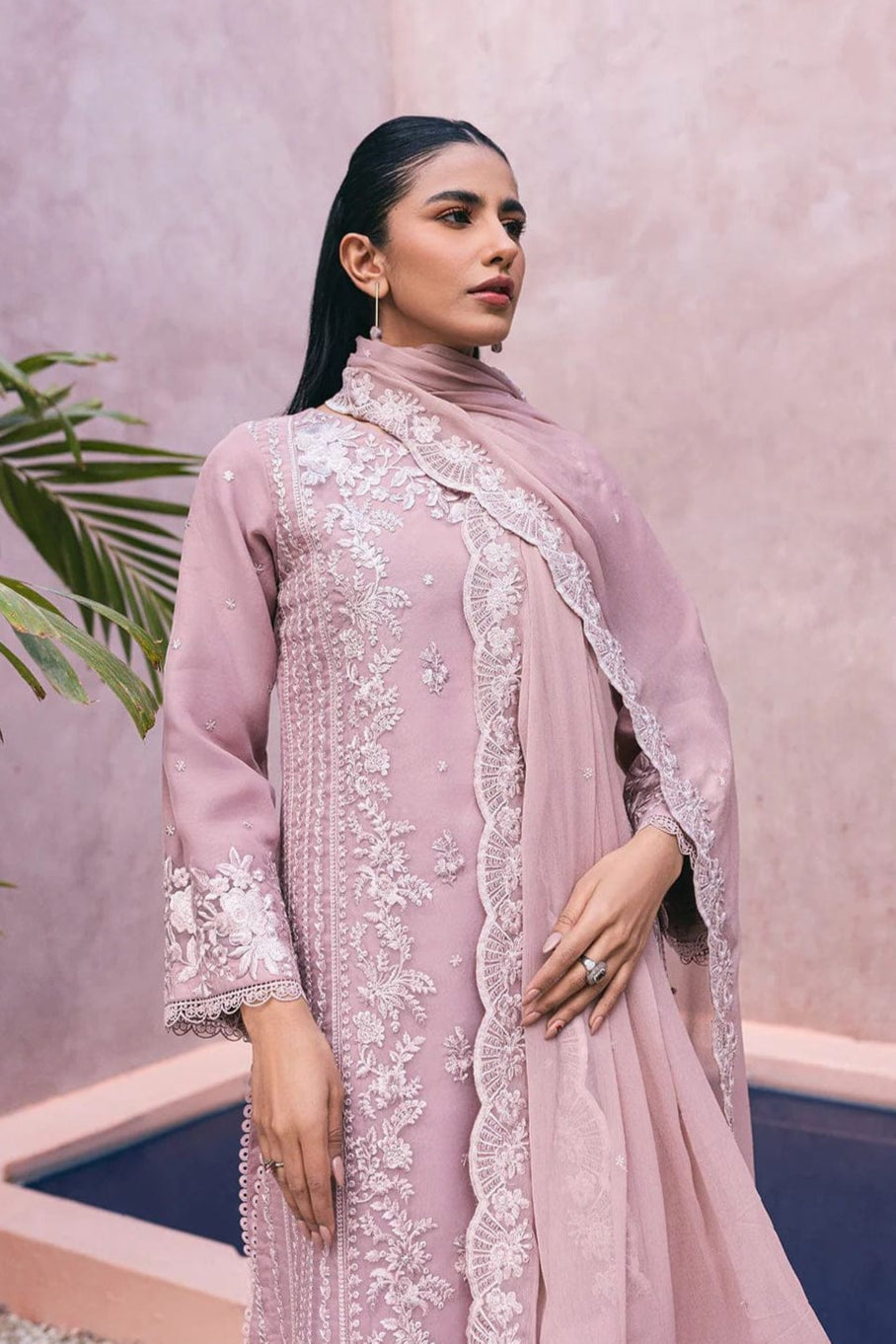 DFW-1056 Azure Heavy Embroidery 3PC Dhanak Suit