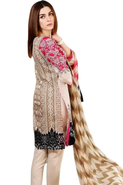 DFW-934 BareezeEmbroidery 3PC Linen Suit