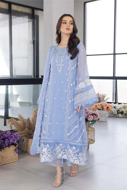DFW-1222 Azure Hravy Embroidery 3PC Dhanak Suit