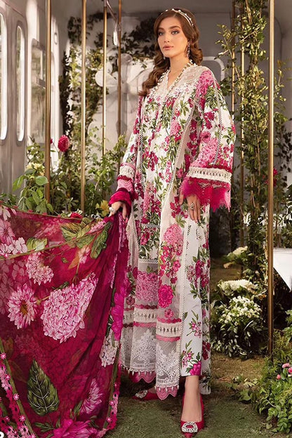 DFW-157 Maria B Heavy Embroidered 3Pc Lawn Dress