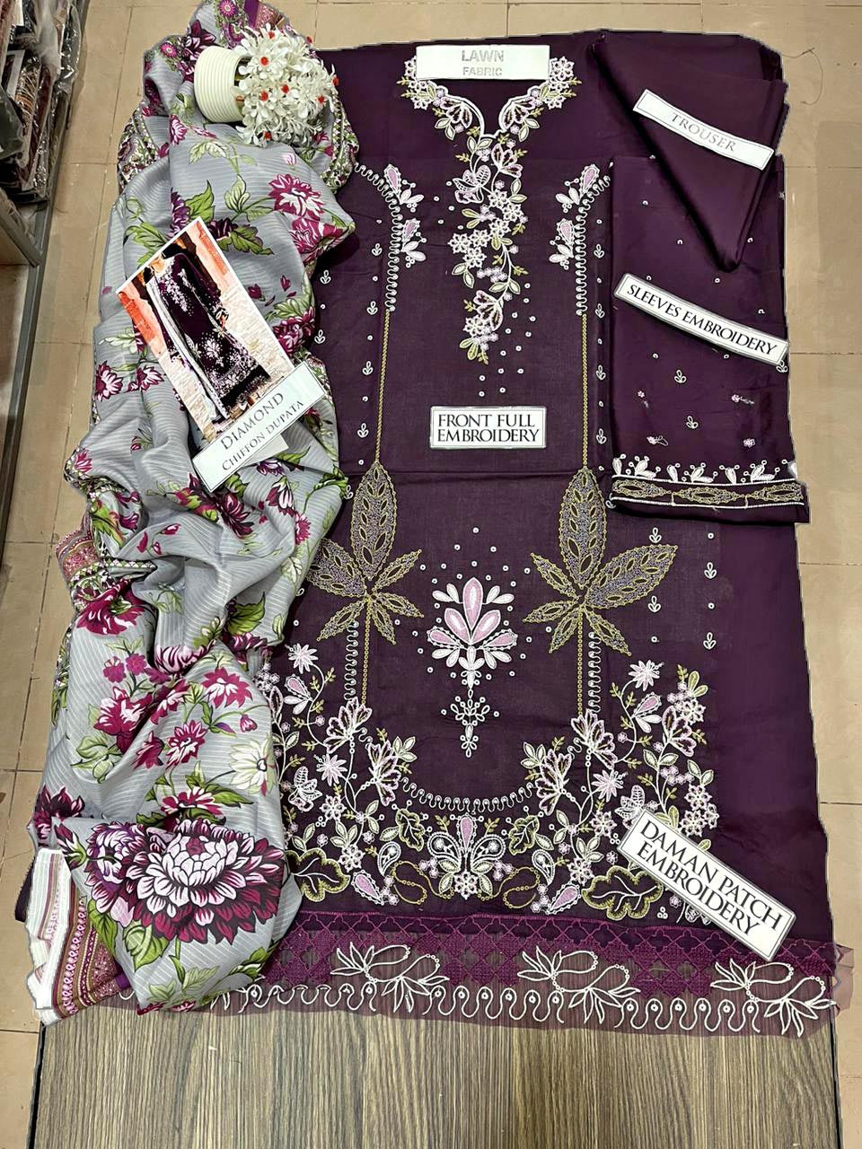 DFW-1324 Bareeze Embroidery 3PC Lawn Suit