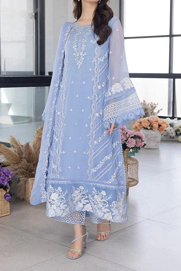 DFW-1222 Azure Hravy Embroidery 3PC Dhanak Suit
