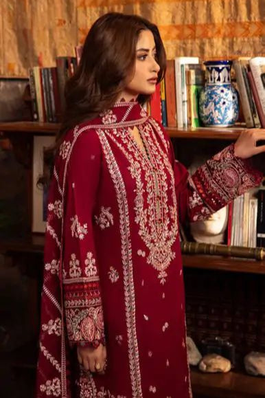 DFW-93 Zaha by Elan Unstitched Embroided  Lawn Dress