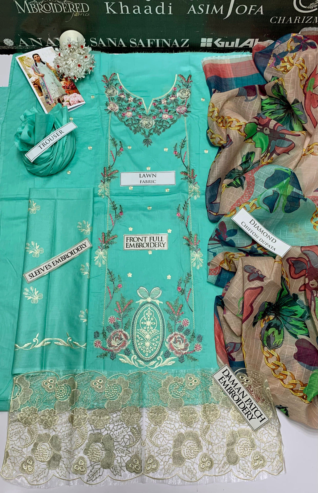 DFW-705 Mushq Heavy Embroidery 3Pc Lawn Suit