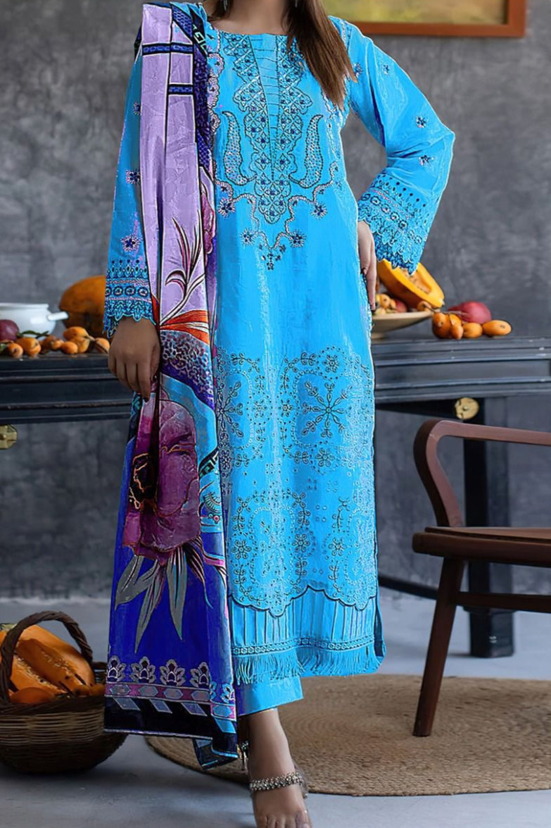 DFW-208 Nakoosh Heavy Embroidery 3Pc Lawn Suit