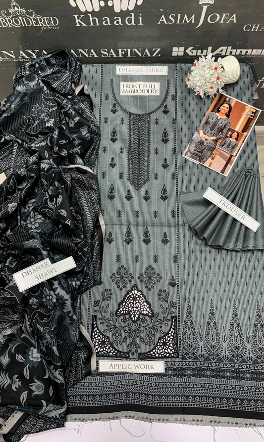 DFW-954 BJ Textile Heavy Embroidery 3PC Dhanak Suit