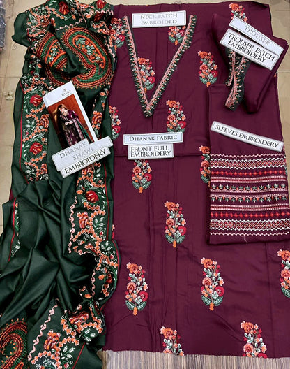 DFW-1233 Batik Embroidery 3PC Dhanak Suit
