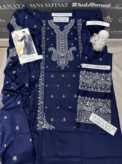 DFW-1223 Zaha Embroidery 3PC Dhanak Suit