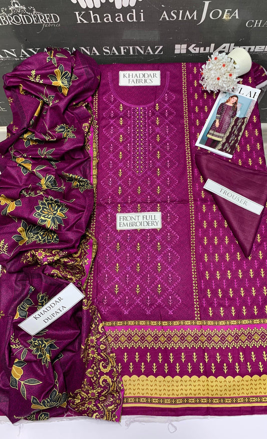 DFW-943 Bareeze Heavy Embroidery 3PC Khaddar Suit