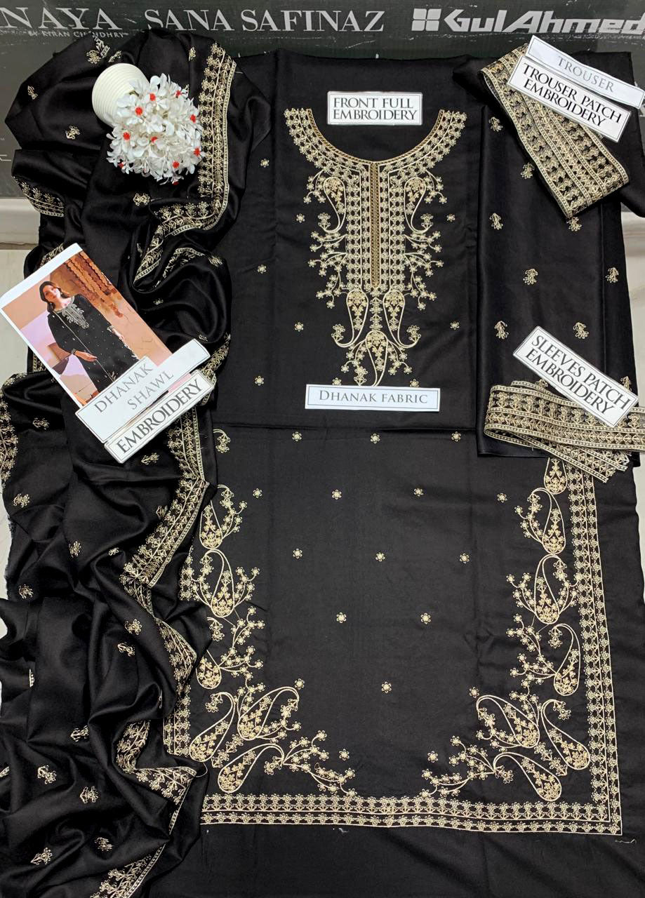 DFW-1142 Batik Heavy Embroidery 3PC Dhanak Suit