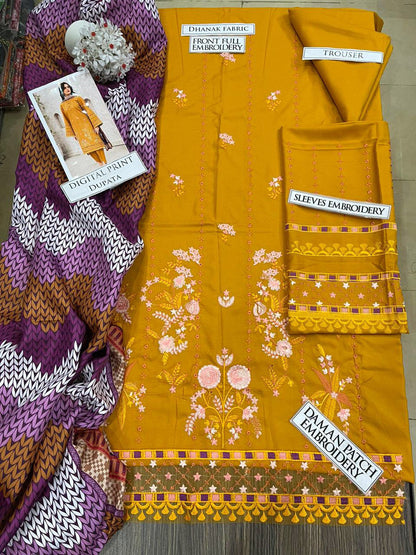 DFW-1234 Jazmin Embroidery 3PC Dhanak Suit