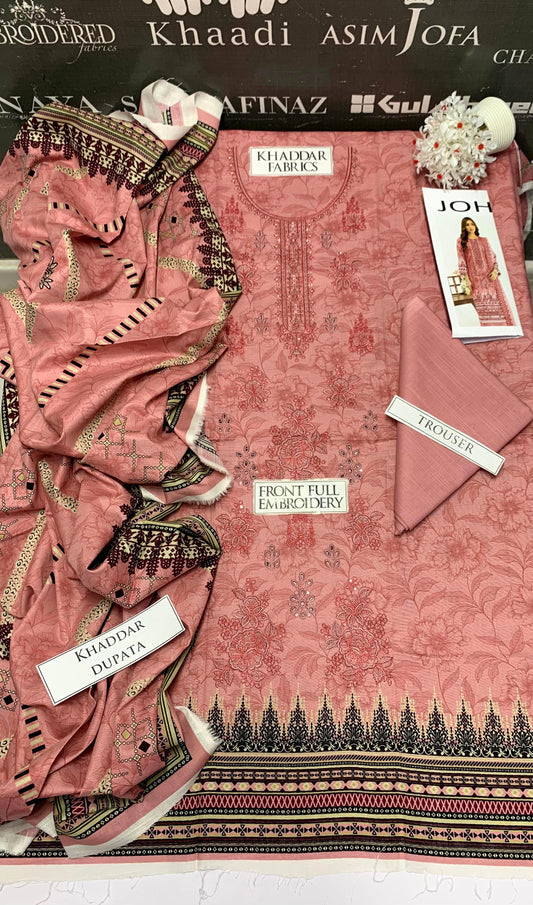 DFW-944 Bareeze Heavy Embroidery 3PC Khaddar Suit