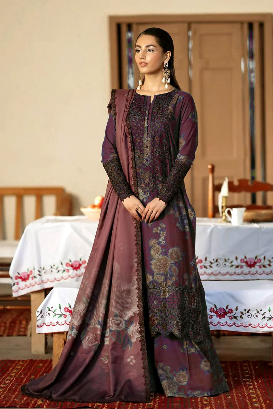 DFW-1143 Iznik Embroidery 3PC Dhanak Suit