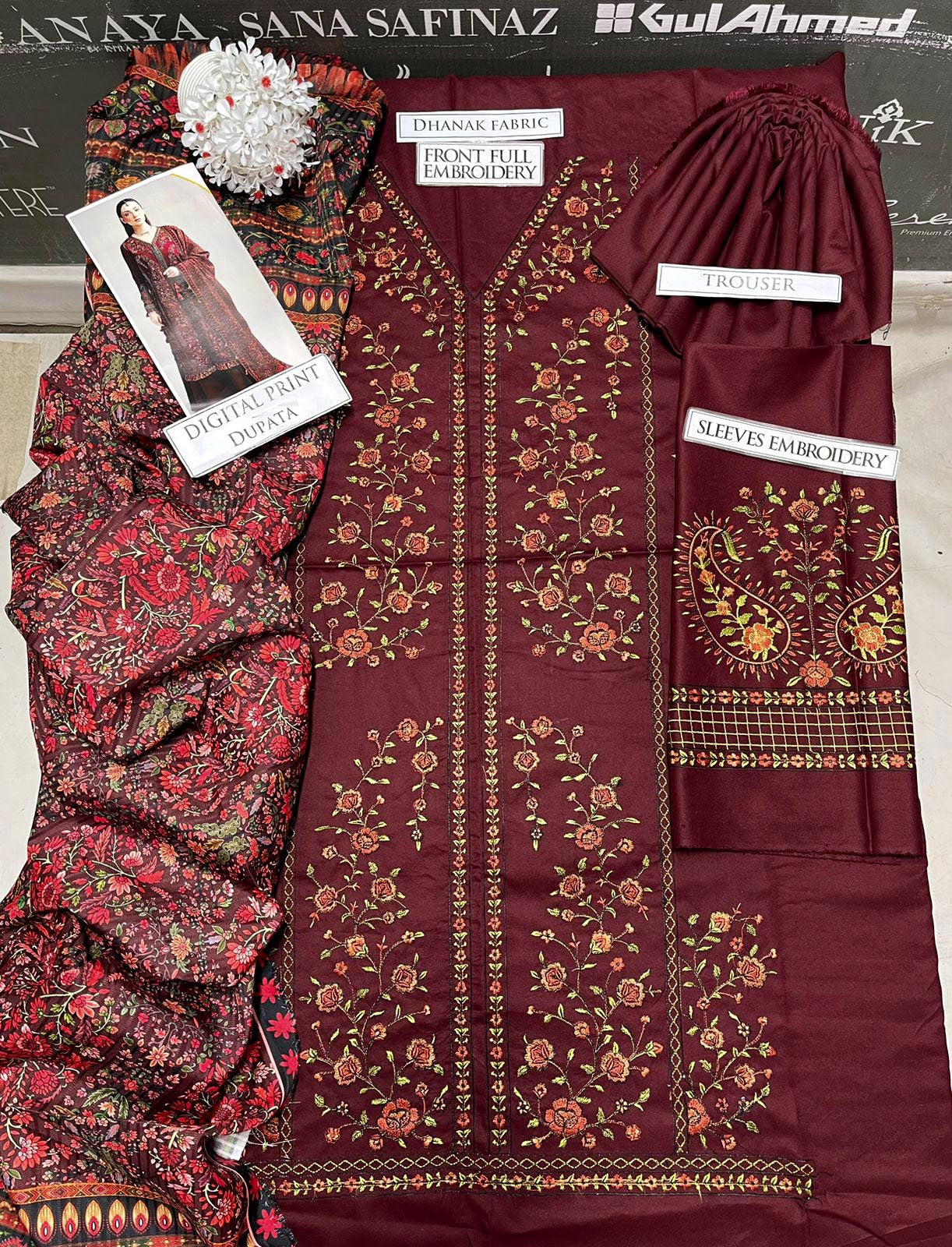 DFW-1112 Hussain Rehar Heavy Embroidery 3PC Dhanak Suit