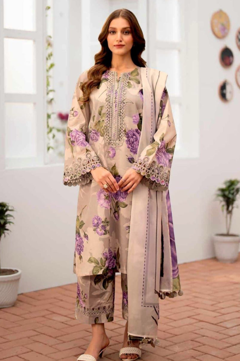 DFW-330 Baroque Embroidery 3Pc Lawn Suit