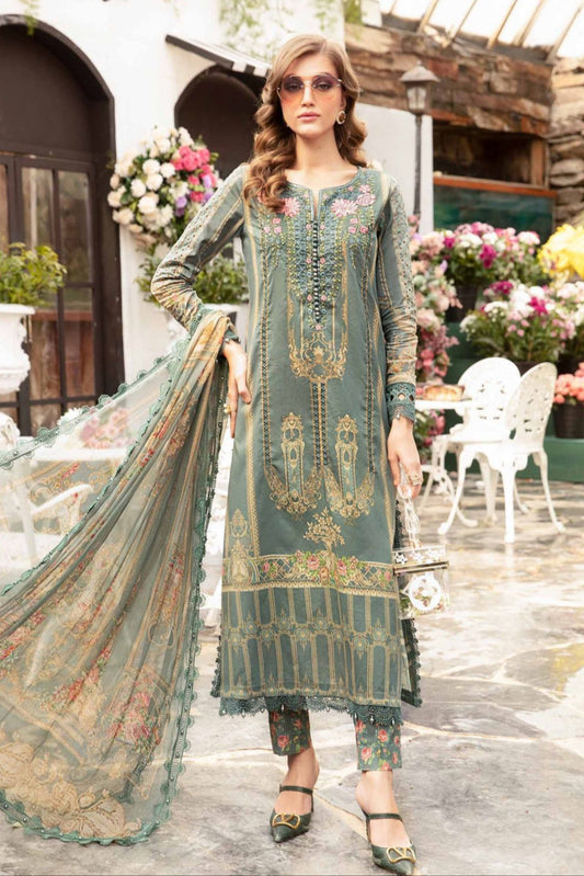 DFW-211 Maria B Heavy Embroidery 3Pc Lawn Suit