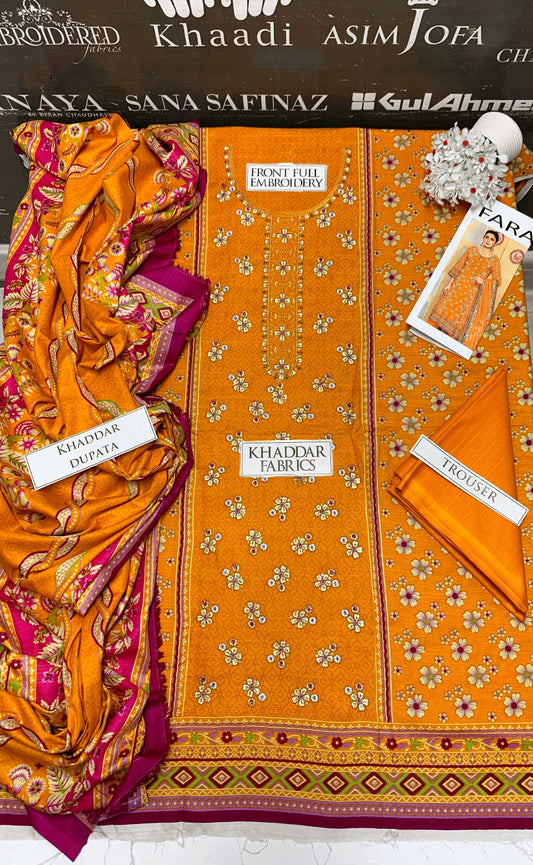 DFW-945 Bareeze Heavy Embroidery 3PC Khaddar Suit