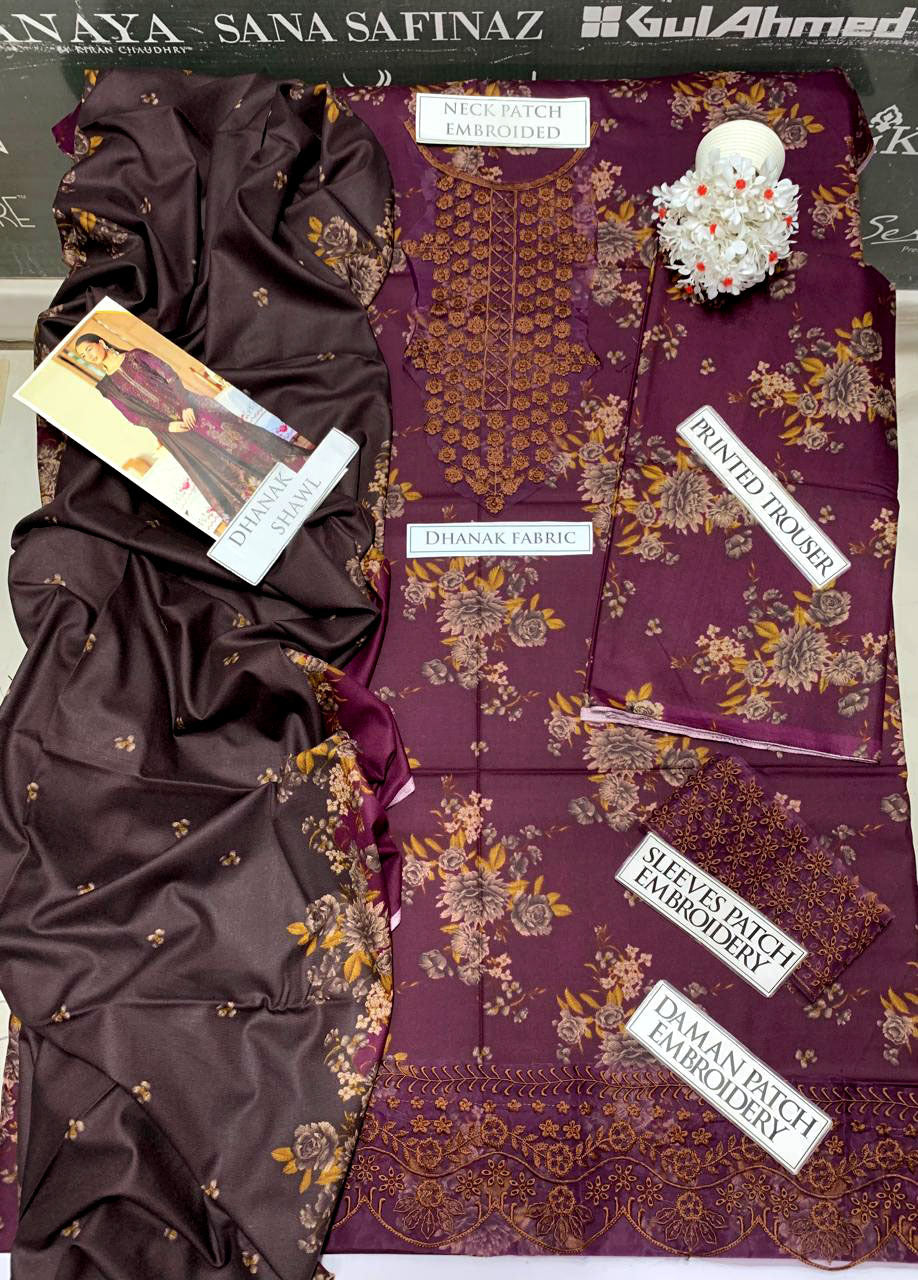 DFW-1143 Iznik Embroidery 3PC Dhanak Suit